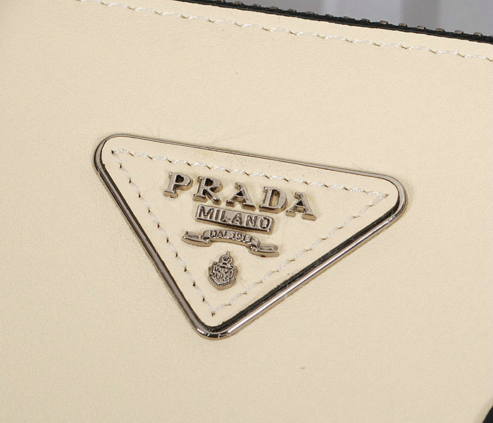 2014 Prada original leather tote bag BN2625 white&black